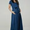 Happy Mama Wrap Short Sleeve - Maxi-Jurk - Blue Grey -Happy Mama Verkoop 4faab6a3514948b19f9a2f8b38ef7edd