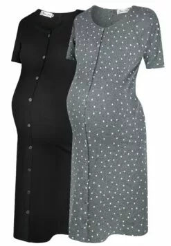 Happy Mama Maternity Breastfeeding 2-Pack - Nachtjapon - BlackGraphite Melange With Dots -Happy Mama Verkoop 5065d6db27e947b5a5c88f140226c2cb