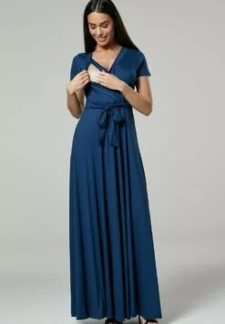 Happy Mama Wrap Short Sleeve - Maxi-Jurk - Blue Grey -Happy Mama Verkoop 508fc68e453547ccaa7fdee958cf591e