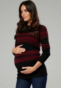 Happy Mama Long Sleeves - Trui - Black/Crimson