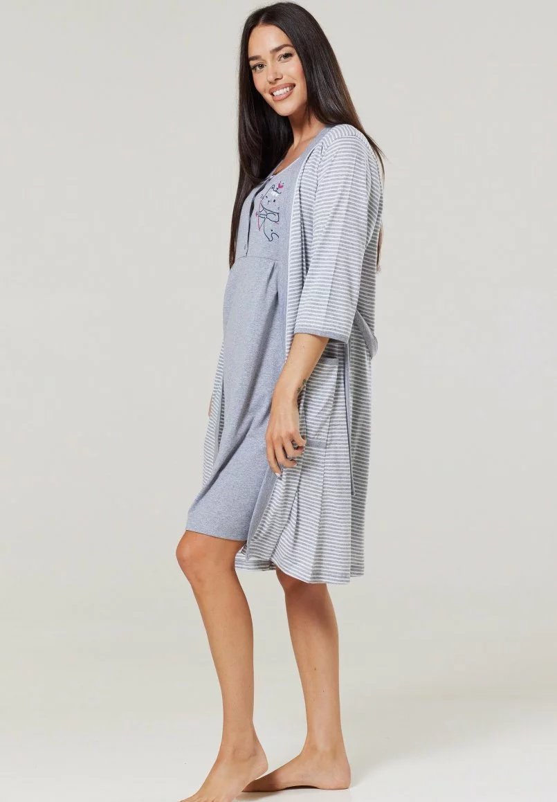 Happy Mama Maternity Hospital Set Labour & Birth - Nachtjapon - Grey 10 Happy Mama Maternity Hospital Set Labour & Birth - Nachtjapon - Grey - Afbeelding 8
