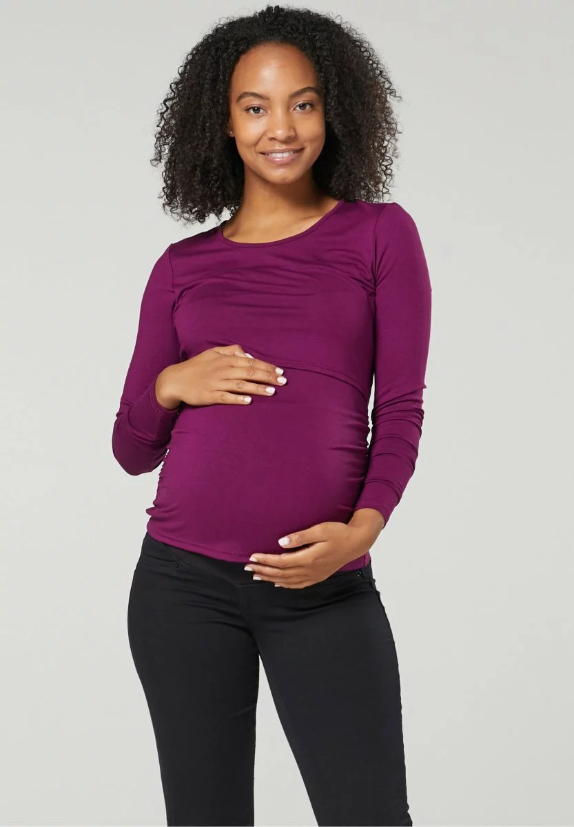 Happy Mama Maternity Nursing- Longsleeve - Plum 2 Happy Mama Maternity Nursing- Longsleeve - Plum