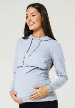 Happy Mama Maternity Nursing - Hoodie - Grey Melange