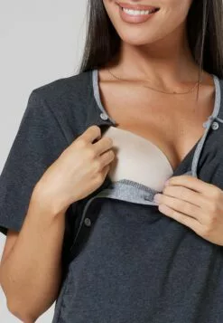 Happy Mama Maternity Nursing- Nachtjapon - Nightdress Dark Graphite Melange -Happy Mama Verkoop 55eebfc58da145c4ac0663f5669e380b