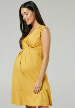 Happy Mama Jurk - Mustard -Happy Mama Verkoop 57082de3dfe24db2952587185b1fde97