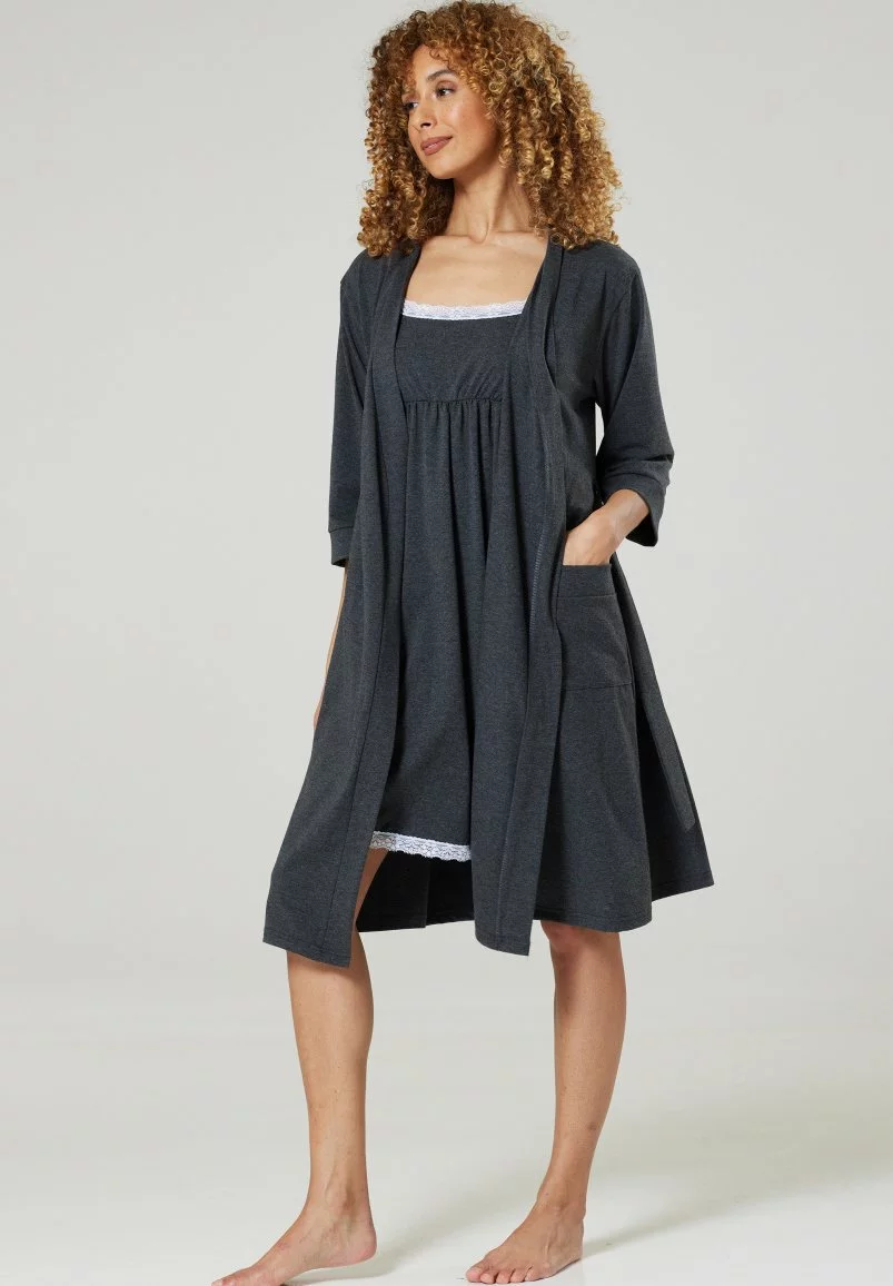 Happy Mama Set- Badjas - Graphite Melange 8 Happy Mama Set- Badjas - Graphite Melange - Afbeelding 6