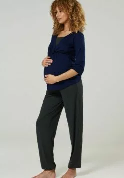 Happy Mama Set - Pyjama - Navy Graphite Melange