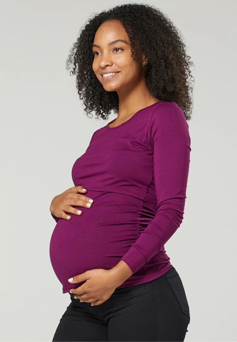 Happy Mama Maternity Nursing- Longsleeve - Plum 4 Happy Mama Maternity Nursing- Longsleeve - Plum - Afbeelding 3