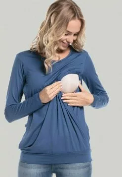 Happy Mama Layered- Longsleeve - Blue Jeans -Happy Mama Verkoop 5e89142fa1ae403fa52aa5ac6744c909