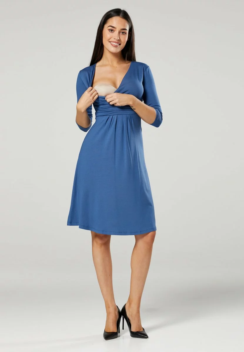 Happy Mama 3/4 Sleeve V-Neck- Jerseyjurk - Blue Jeans 8 Happy Mama 3/4 Sleeve V-Neck- Jerseyjurk - Blue Jeans - Afbeelding 6