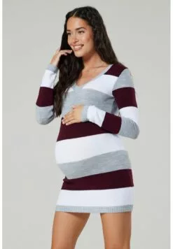 Happy Mama Stretchy Warm Stripes - Gebreide Jurk - Crimson -Happy Mama Verkoop 62ce502e7bd347d18f4f4106c337825b