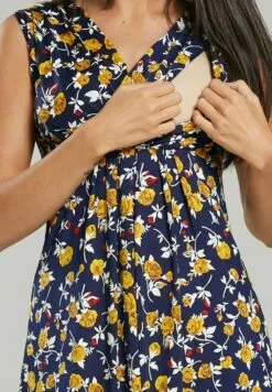 Happy Mama Jurk - Navy With Small Yellow Flowers -Happy Mama Verkoop 63a7930c45e447ea8dcb74eb25032208