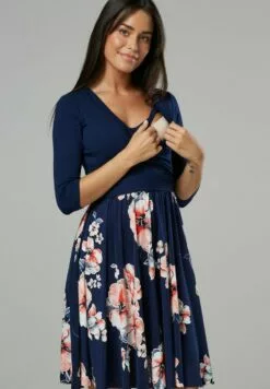 Happy Mama Jurk - Dark-Blue Denim -Happy Mama Verkoop 68084eb1521e42d58181ede477b629c0