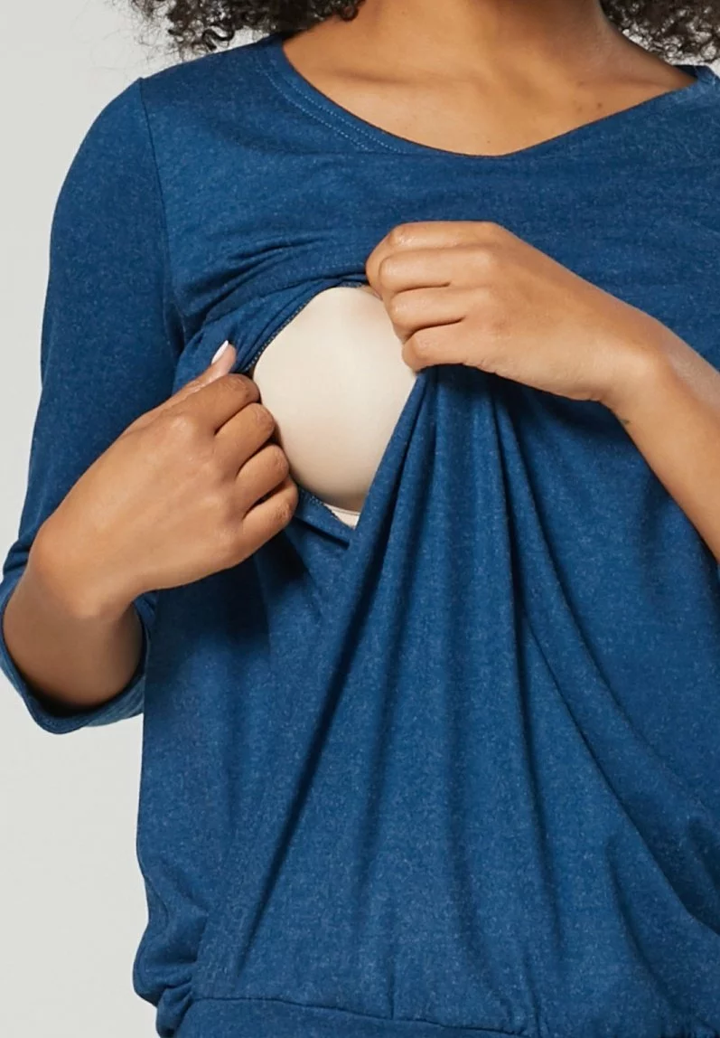 Happy Mama Nursing - Sweater - Petrol Melange 5 Happy Mama Nursing - Sweater - Petrol Melange - Afbeelding 3