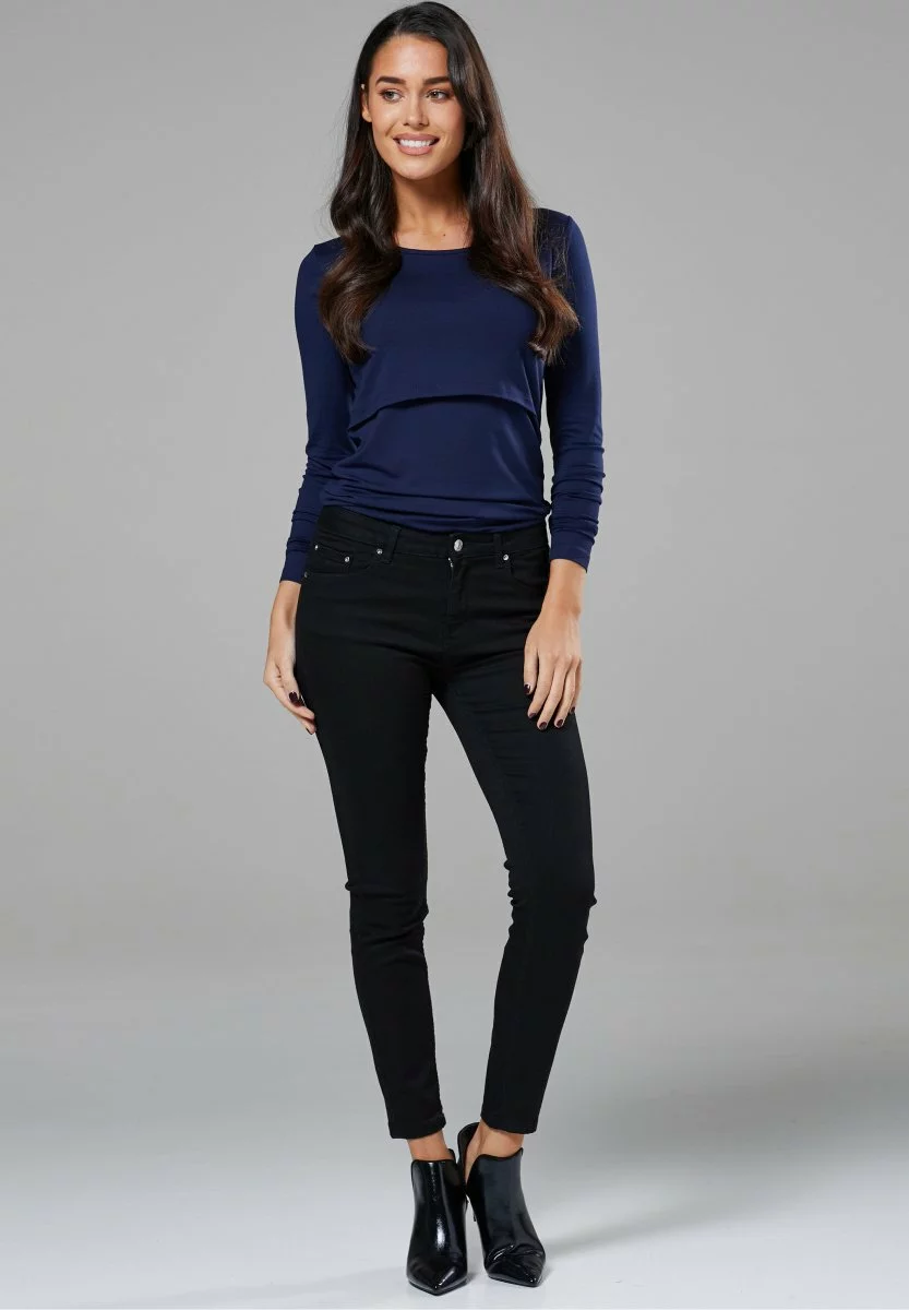 Happy Mama Maternity Nursing- Longsleeve - Navy 4 Happy Mama Maternity Nursing- Longsleeve - Navy - Afbeelding 2