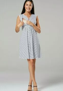 Happy Mama Jurk - White With Stripes -Happy Mama Verkoop 6d86902514d04b61836ce6152a4d5c36