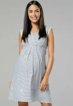 Happy Mama Jurk - White With Stripes