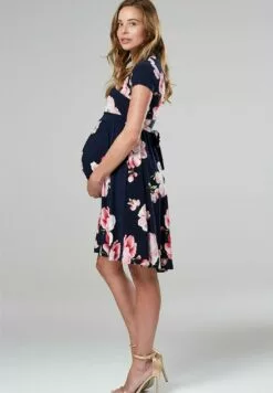 Happy Mama Short Sleeve - Jerseyjurk - Dark Blue Light Pink -Happy Mama Verkoop 6fc71e2de19c420cbed7e8149262ce2e