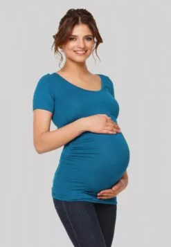 Happy Mama Maternity - T-Shirt Basic - Aqua -Happy Mama Verkoop 7018f9e0e05e4e3b947282a2e1429763