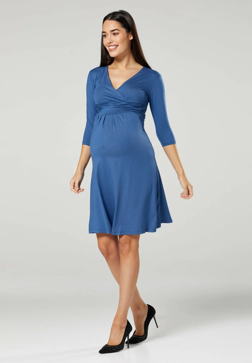 Happy Mama 3/4 Sleeve V-Neck- Jerseyjurk - Blue Jeans 7 Happy Mama 3/4 Sleeve V-Neck- Jerseyjurk - Blue Jeans - Afbeelding 5