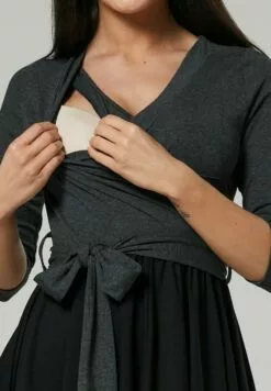 Happy Mama Jurk - Graphite Melange & Black -Happy Mama Verkoop 760c433aee9f493eb1ce55e3a666193b