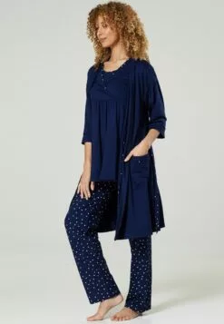 Happy Mama 3 Piece Sleepwear - Badjas - Navy Navy With Dots -Happy Mama Verkoop 76ae7461b0b74dc1aef7e837b7a1d05d