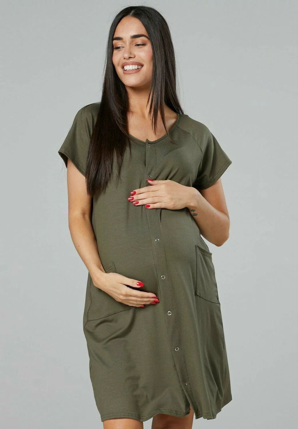 Happy Mama 3-Pack - Nachtjapon - Black & Cappuccino & Khaki 4 Happy Mama 3-Pack - Nachtjapon - Black & Cappuccino & Khaki - Afbeelding 2