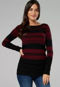 Happy Mama Long Sleeves - Trui - Black/Crimson -Happy Mama Verkoop 77f9729cc14a458f994f584b5dc6fd7e