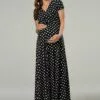 Happy Mama Wrap Short Sleeve - Maxi-Jurk - Black With Dots -Happy Mama Verkoop 7819b1379f31419c86798cd13fe4aa4f
