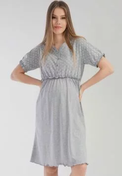 Happy Mama Maternity Nursing Buttoned - Nachtjapon - GraphiteMelange -Happy Mama Verkoop 78826a35d80c41a4b980d039c29c1e2a