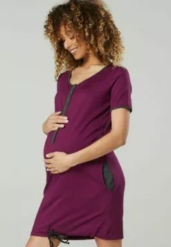 Happy Mama Maternity Nursing Delivery Hospital - Nachtjapon - Plum & Graphite Melange