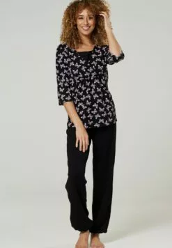 Happy Mama Set - Pyjama - Black With Butterflies -Happy Mama Verkoop 7aaf263eac0f4ae583be0e8e43acbeaa