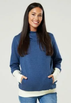 Happy Mama Nursing - Hoodie - Jeans Melange/Ecru