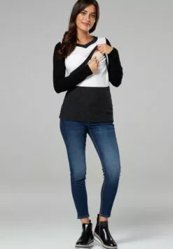 Happy Mama Trui - Graphite & White -Happy Mama Verkoop 82800e2fb1df48aab4f52e25321bdbbf