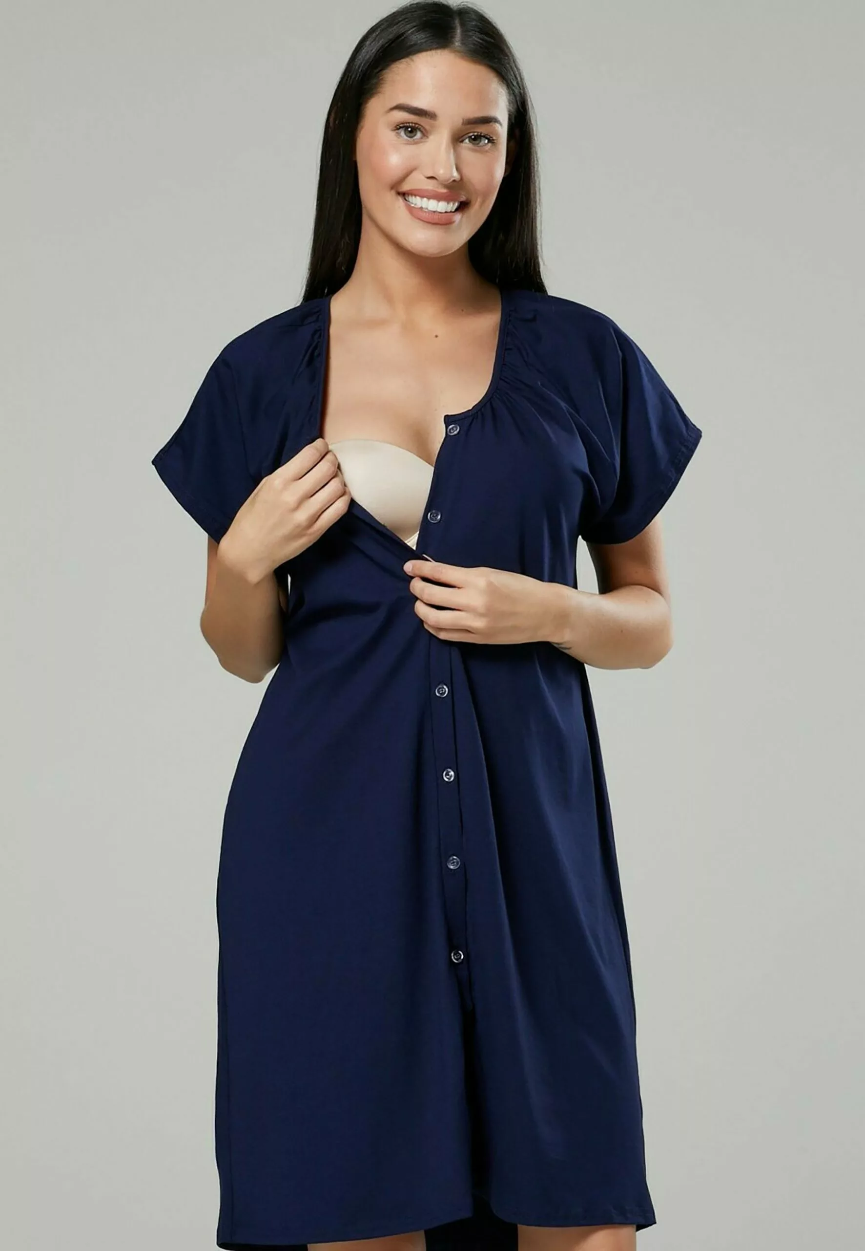 Happy Mama Maternity Hospital Set - Nachtjapon - Navy 6 Happy Mama Maternity Hospital Set - Nachtjapon - Navy - Afbeelding 4