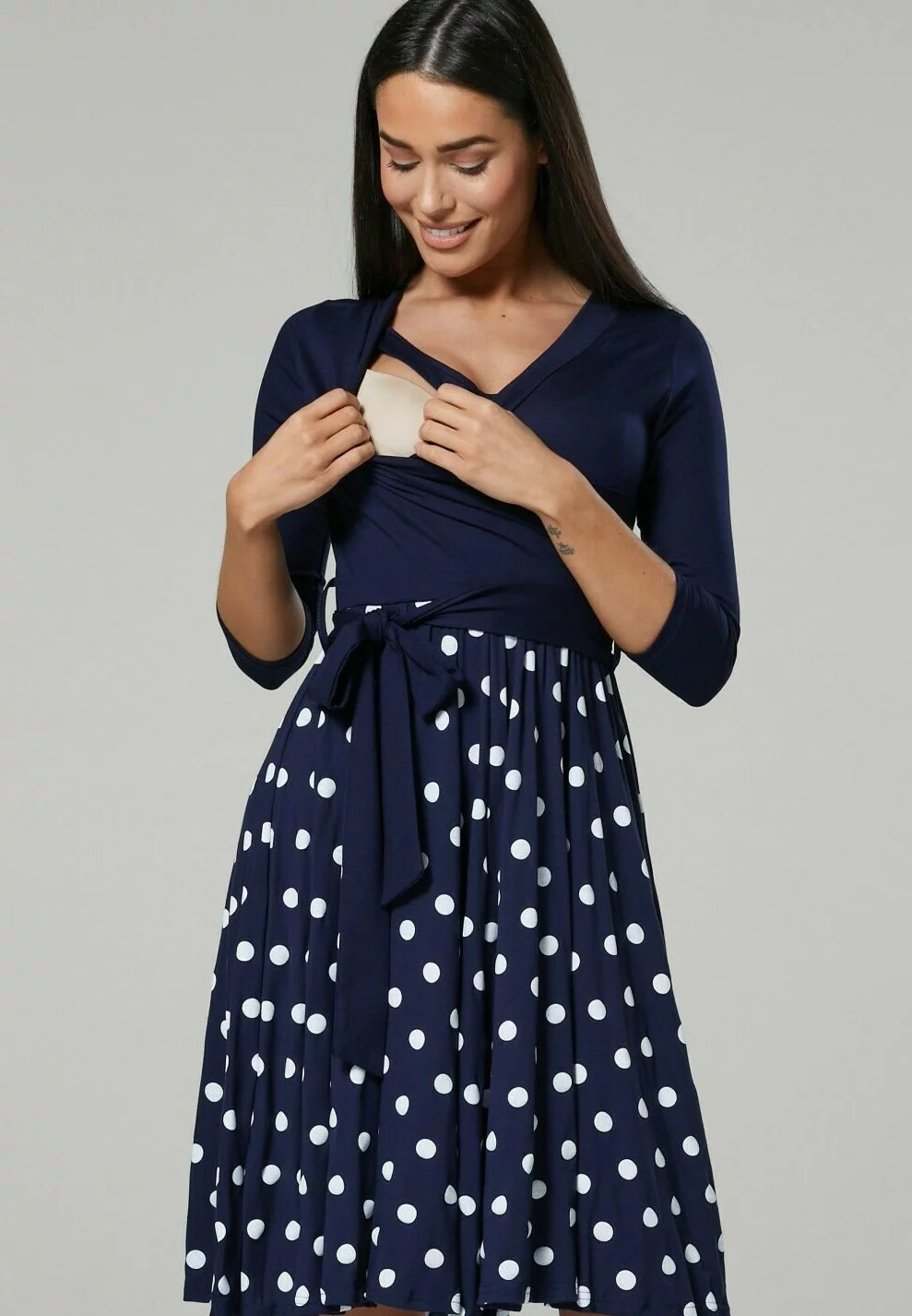 Happy Mama Jurk - Navy & Navy With Dots 7 Happy Mama Jurk - Navy & Navy With Dots - Afbeelding 5