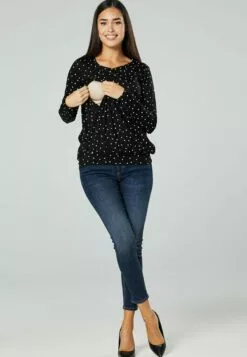 Happy Mama Layered- Longsleeve - Black With Small White Dots -Happy Mama Verkoop 852fe29d0d0645cf8084a53a27b543d7