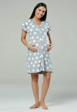 Happy Mama Maternity Hospital Set - Nachtjapon - Grey Melange And Grey With Stars -Happy Mama Verkoop 86dfb658f942449daa0ce25cbd894183