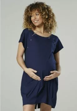 Happy Mama Maternity And Breastfeeding Nightshirt - Jerseyjurk - Grey Melange
