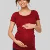 Happy Mama Maternity - T-Shirt Basic - Crimson -Happy Mama Verkoop 8892f770134646b4b49f89cfde840ec9