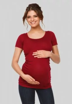 Happy Mama Maternity - T-Shirt Basic - Crimson