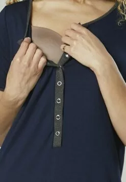 Happy Mama Maternity Nursing Delivery Hospital - Nachtjapon - Navy/Graphite Melange -Happy Mama Verkoop 897df6b0980943feae2185885964081d