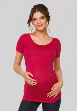 Happy Mama Maternity - T-Shirt Basic - Raspberry