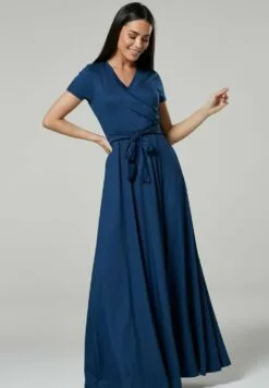 Happy Mama Wrap Short Sleeve - Maxi-Jurk - Blue Grey -Happy Mama Verkoop 907946271d6a4be092f5169df1321815