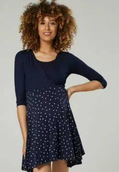 Happy Mama Jerseyjurk - Navy Navy With Dots