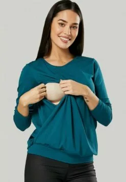 Happy Mama Layered- Longsleeve - Bottle Green -Happy Mama Verkoop 95c751baced74096b527570cb3df1a5c