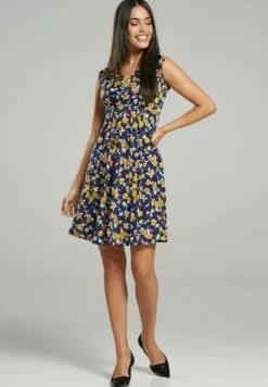 Happy Mama Jurk - Navy With Small Yellow Flowers -Happy Mama Verkoop 9889a86890c949ae964a71c3392e2918