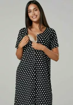 Happy Mama Maternity Breastfeeding 2-Pack - Nachtjapon - Black Black With Stars -Happy Mama Verkoop 99a76838fd384897b3e5131d998b81c9