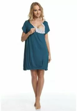 Happy Mama Maternity And Breastfeeding Nightshirt - Jerseyjurk - Bottle Green