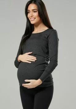 Happy Mama Maternity Nursing- Longsleeve - Graphite Melange -Happy Mama Verkoop 9ec5fa37578d4aa5bd54b1611986ccb0